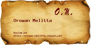 Orowan Melitta névjegykártya
